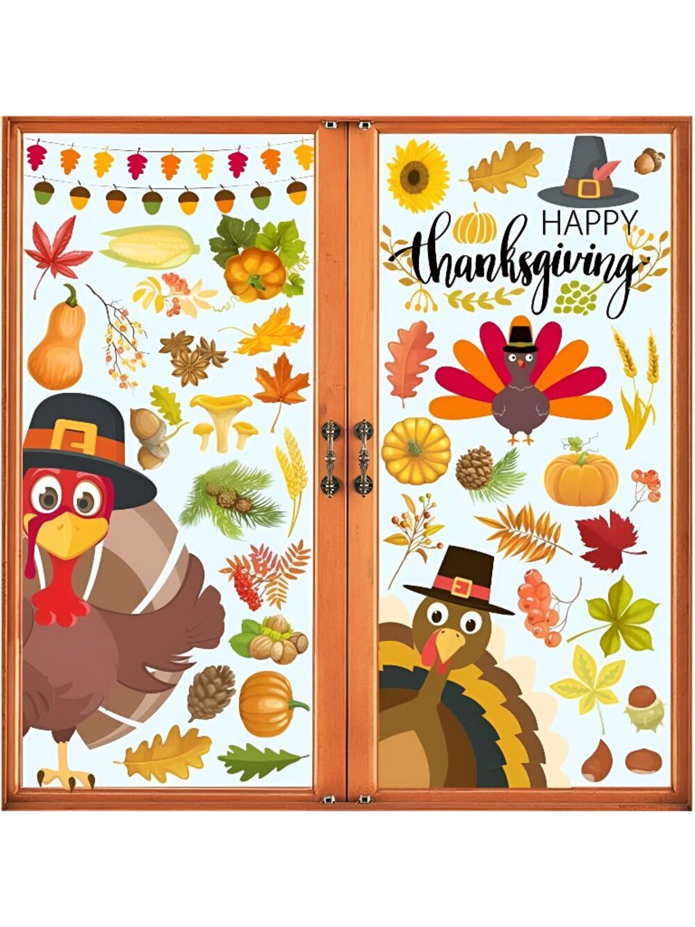 Thanksgiving Window Clings Stickers Fall Decoration Holiday Turkey Cling 113 PCS